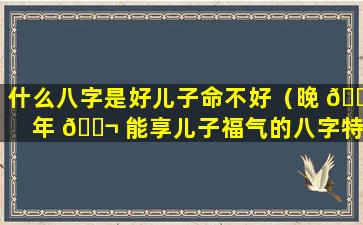 什么八字是好儿子命不好（晚 🐦 年 🐬 能享儿子福气的八字特征）